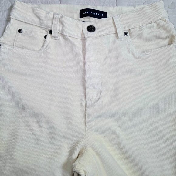 Aeropostale High Rise Wide Leg Corduroy Pants Cream Size 6 - Picture 3 of 5